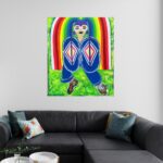 Mockup von einem Kunstbild. Darauf ist eine Frau mit einem Regenbogen.